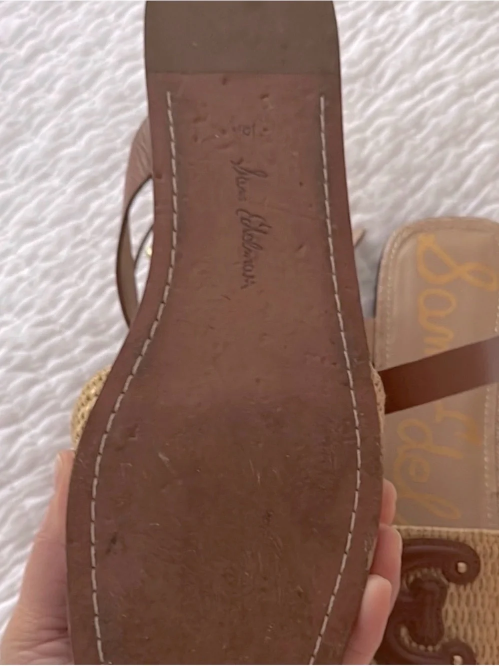 Woven Straw and Leather Ankle-Strap Sandals in Tan